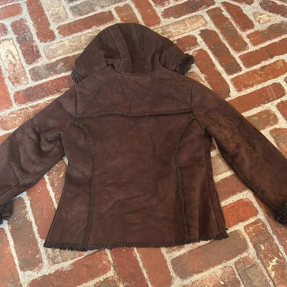 Rothschild Brown Penny Lane Embroidered Faux Suede Girls Jacket